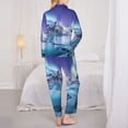 thumbnail image 3 of KLL Night At Lake Aurora 1 Print Women's Long Sleeve Pajamas with Pants Sleepwear Loungewear 2 Set-Medium, 3 of 8