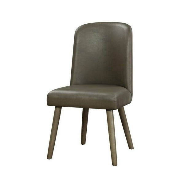 Bowery Hill Contemporary Faux Leather Dining Side Chair in Gray (Set of 2)