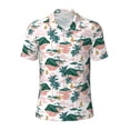 thumbnail image 2 of Daiia Hawaii Palms Pattern Men’s Polo Shirts,Solid Deck Shirt,Classic Fit, Breathable Cotton Polo for Casual and Sport Wear-XX-Large, 2 of 7