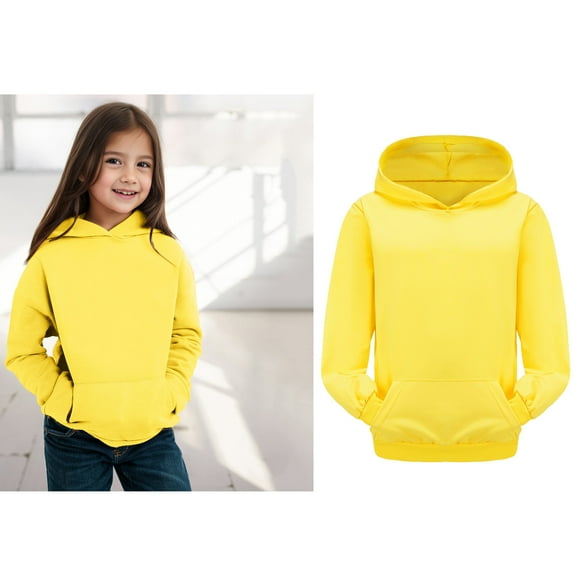 Kids Hoodies for Boys Kids Yellow Hoodie Long Sleeve Pullover Hoodie Sweatshirt Fall Winter Clothes Kids Girls Clothes 6-7 Years