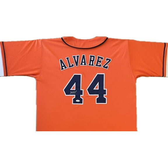 Yordan Alvarez Signed Autographed Custom Orange/Blue Jersey JSA Authentication