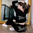 thumbnail image 3 of Women's Velour Tracksuit Two Piece Set Casual Lounge Wear Soft Comfort Outfit Stylish Gift Idea, 3 of 4