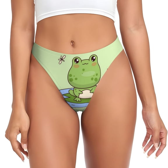 Thongs for Women - Frog Amanita Mushroom No Show Seamless Womens Thongs Underwear, Breathable G String Thongs for Women, Ladies Stretch Low Rise Thong Bikini Panties Briefs