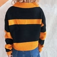 thumbnail image 4 of Sweater for Women Long Sleeve V-Neck Striped Contrast Pullover Sweater Orange L, 4 of 5