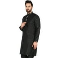 thumbnail image 6 of SKAVIJ Men's Tunic Art Silk Kurta Ethnic Indian Long Casual Shirt Party X-Large Black, 6 of 6