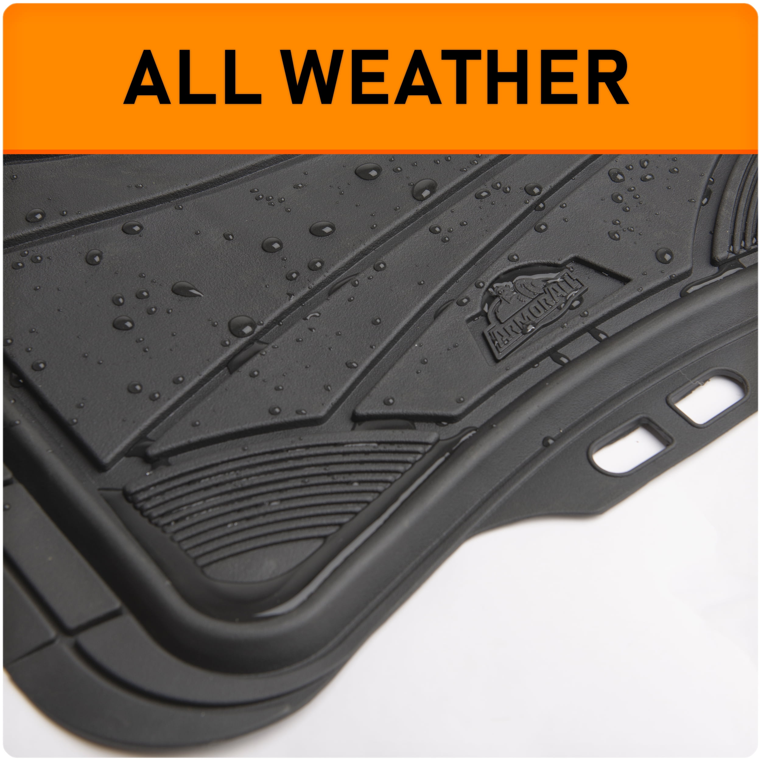 Armor All 5-Piece All Weather Protection Defender Car, Truck, SUV Floor Mats,  Auto, Rubber, Universal, Custom, Set, Front, Back, Black 