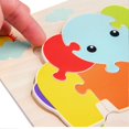 thumbnail image 3 of Kid Wooden Puzzles for Toddlers Cute Cartoon Animal Snap On Jigsaw Puzzle Learning Educational Toys for Boys Girls Birthday Gifts Elephant, 3 of 4
