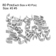 thumbnail image 3 of 80Pack Zipper Slider Retainers - #3 #5 U Shape Top Stoppers for Zippers Replacing, Silver Tone(Each Size 40), 3 of 5