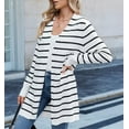 thumbnail image 6 of Women Light Cardigan Sweaters Cardigan Loose Casual Long Sleeve Open Front Breathable Black & White M, 6 of 8