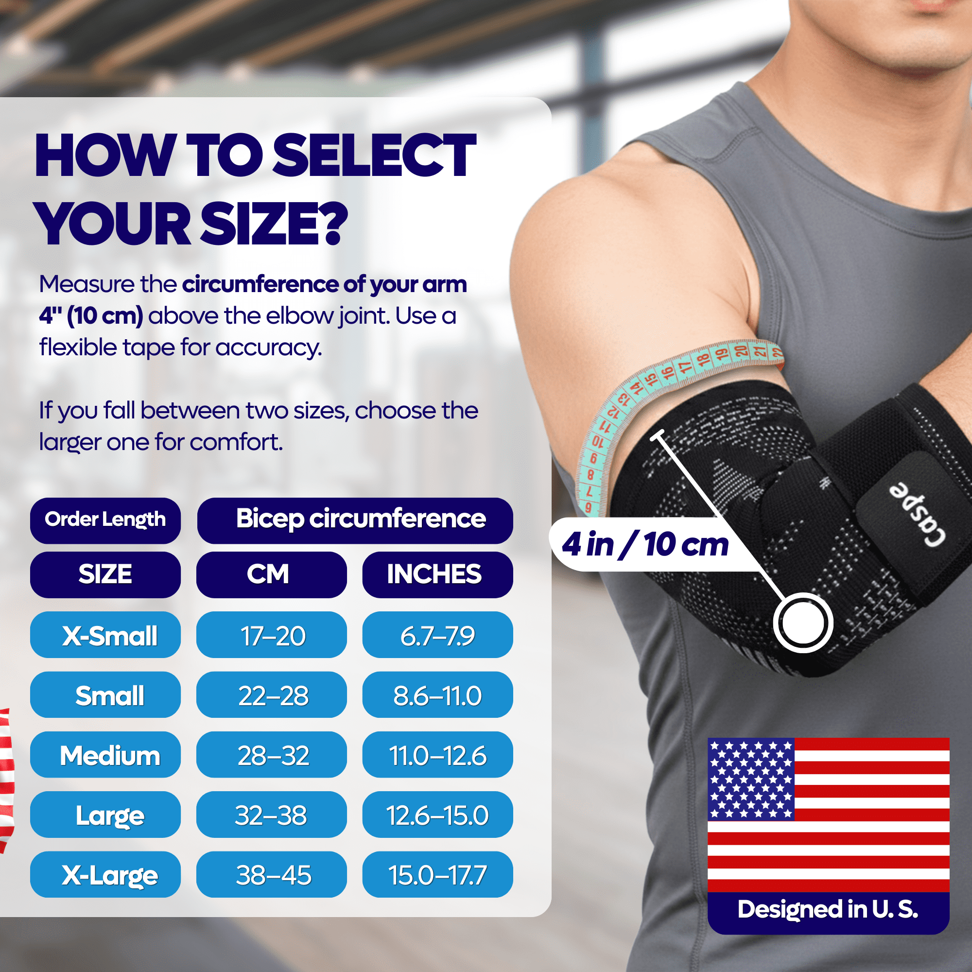 Caspe 2 Pack Elbow Compression Sleeve with Adjustable Strap – Breathable Arm Support for Men & Women, Non-Slip Sleeve for Sports & Workouts