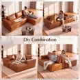 thumbnail image 6 of Aukfa Leather L-Shaped Sectional Sofa, Modular Boneless Couch with Right-Facing Chaise, Brown, 6 of 8