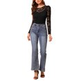 thumbnail image 2 of INSPIRE CHIC Valentine's Day Women's Tops Puff Long Sleeve Semi Sheer Floral Lace Blouses 3XL Black, 2 of 8