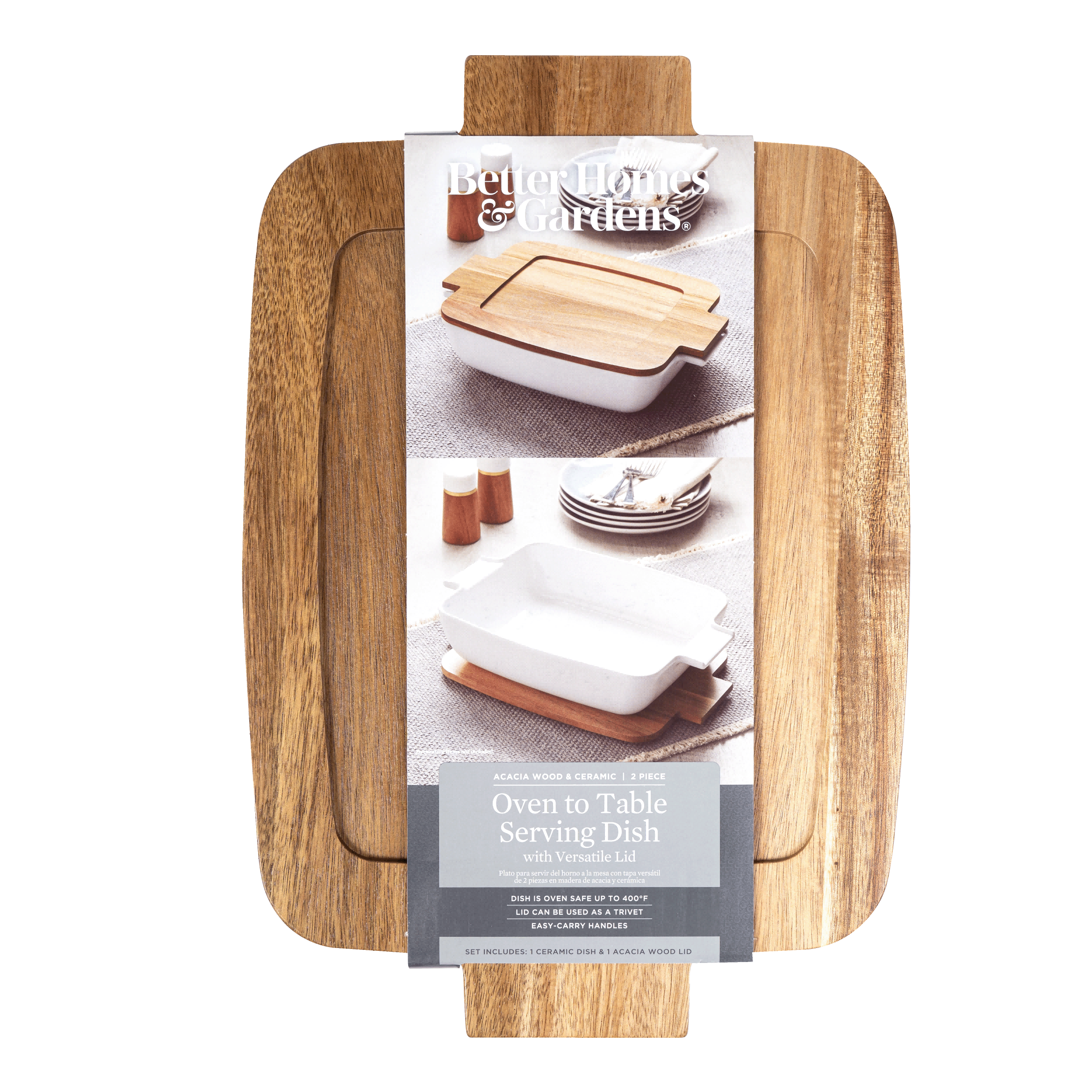 Better Homes & Gardens Rectangular Stoneware Baking Dish with Acacia Lid photo 6