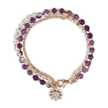 Amethyst Rose Gold Bracelet - 14kt Rose Gold Flash Plated Amethyst Stone Bracelet