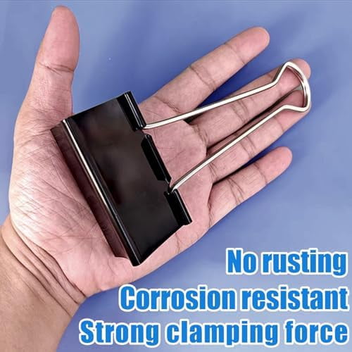 Tekola 3 Inch Extra Large Jumbo Binder Clips (12 Pack), Heavy Duty Paper Clamps for Office and Home Supplies, Black