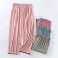 thumbnail image 4 of Wide Leg Pants for Women BWASD Casual Modal Soft Plus Size Baggy Elastic Waist Trousers Solid Color Pajama Pants Simple Loungewear Sleeping Wear (Pink,L), 4 of 9
