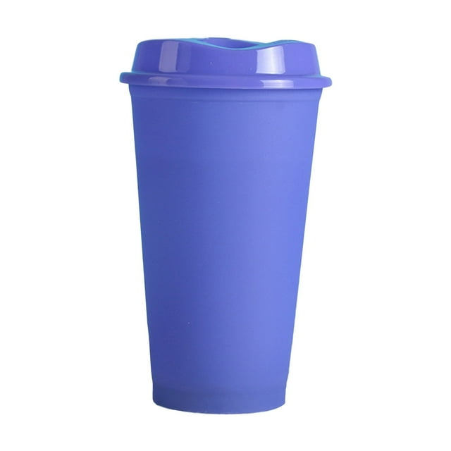 Miyuadkai - Vasos de plástico reutilizables de 401 ml con tapa, vasos grandes que cambian de color para adultos, niños, mujeres y fiestas. Vaso alto para bebidas frías y heladas, color morado.