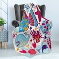 thumbnail image 4 of Fish Soft Flannel Fleece Throw Blanket, Fish Motifs with Effects and Starfish Crab Dolphin Animals Boho Design, Cozy Plush for Indoor and Outdoor Use, 70" x 90", Multicolor, by Ambesonne, 4 of 5