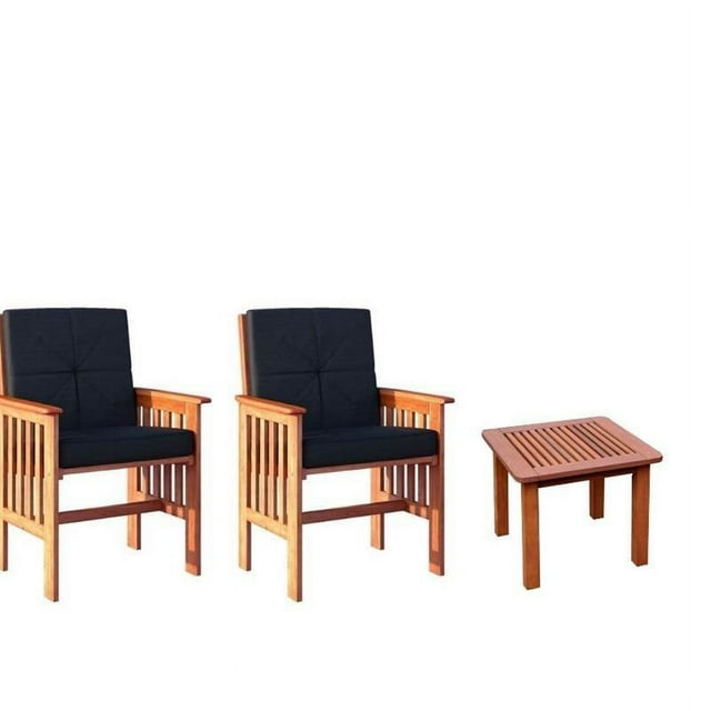 3 Meubles de Patio Extérieur Ensemble avec Table d'Appoint et Ensemble de 2 Fauteuils en Brun Cannelle