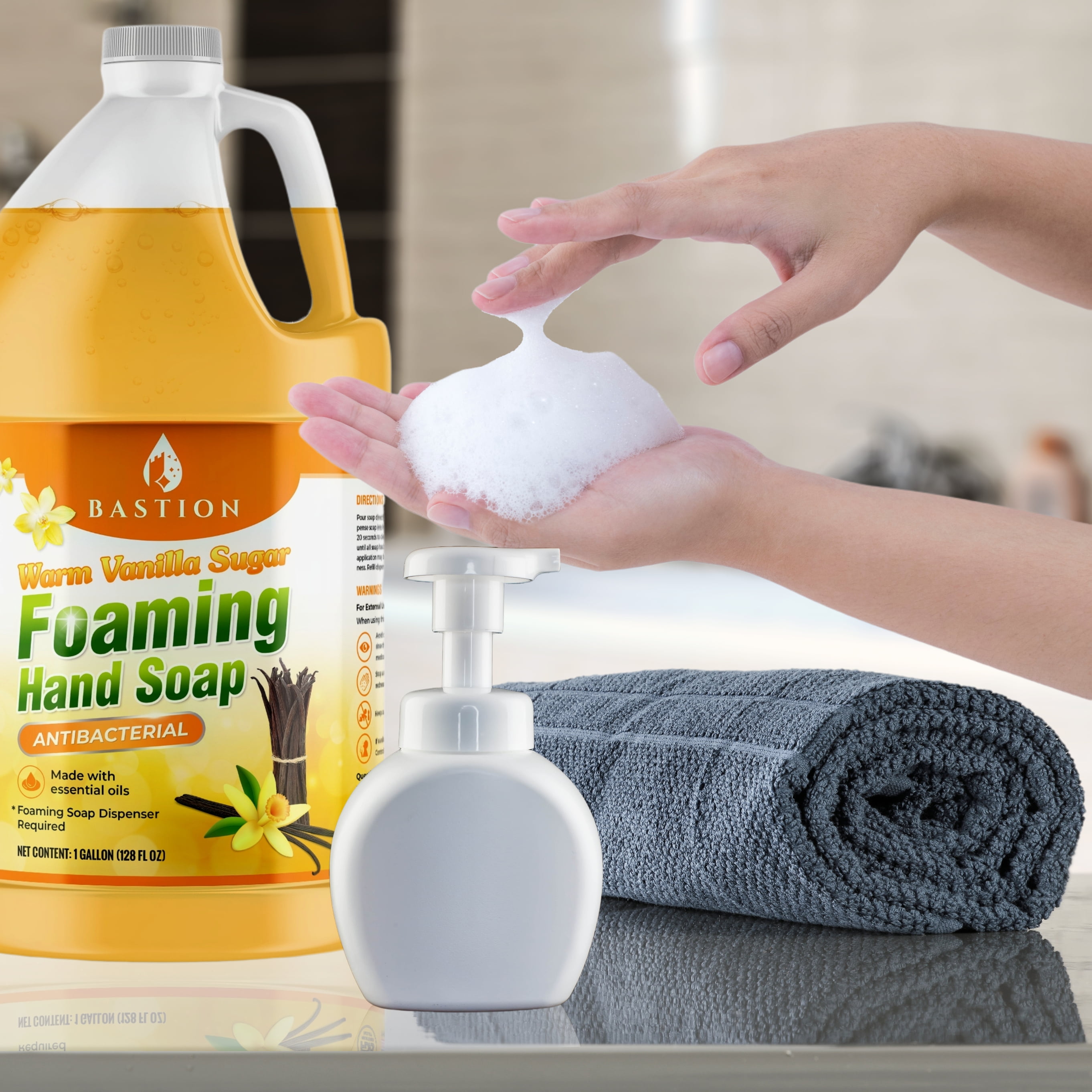 Warm Vanilla Sugar Scent Foaming Antibacterial Hand Soap For Sensitive & Dry Skin - 1 Gallon Refill.