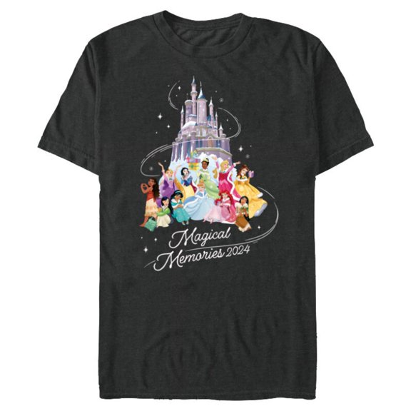Disney Princess Winter Holiday Castle Magical Memories 2024 - Short Sleeve Blended T-Shirt for Adults - Customized-Dark Heather