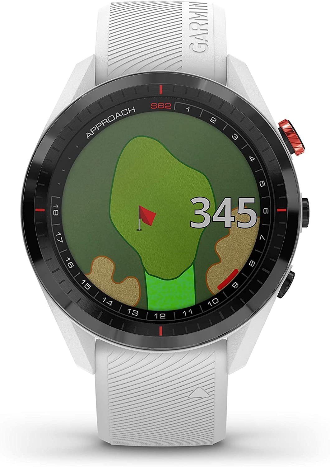 Garmin Approach S62 GPS Golf Watch (Black Bezel/White Band) W/Accessories