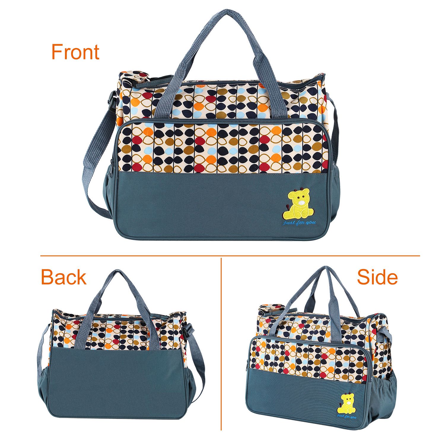 Moclever Baby Diaper Bag Tote Set, 5Pcs Baby Nappy Diaper Bags for Mom and Dad with Nappy Changing Pad Insulated Pockets, Grey