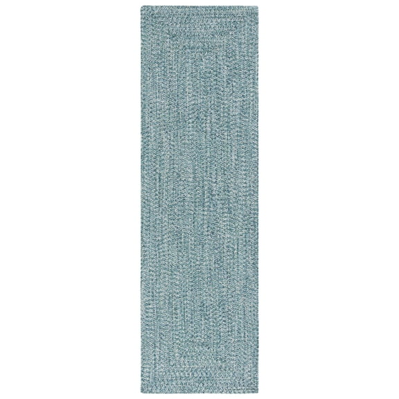 SAFAVIEH Braided Gino Distressed Machine Washable Reversible Runner Rug, Teal/Green, 2'3" x 18'