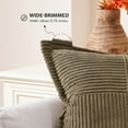 thumbnail image 4 of Topfinel Spring/Summer Wide Side Pillowcase with Stripe Splicing, Super Soft Corduroy Sofa Pillowcase Decorative Textured Pillow, Boho Sham Square Cushion Covers, OliveGreen, 16x16 inch, Set of 2, 4 of 10
