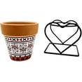thumbnail image 3 of TJ Global Succulent Cactus Tribal-Print Terracotta Planter Pot with Iron Frame Stand Holder, Small Plant Pot with Drainage, Home Office Desk Garden Indoor Decoration (Base with Two Hearts), 3 of 6