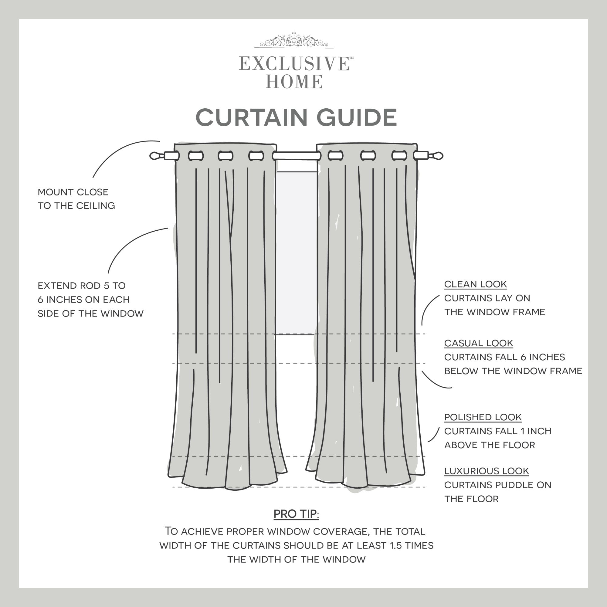 Exclusive Home Leia Room Darkening Blackout Grommet Top Curtain Panels, 50"x84", Charcoal, Set of 2