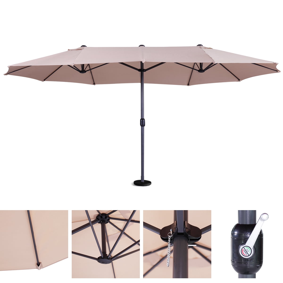 Jaxpety 15 Ft Outdoor Market Umbrella Patio Sun Shade Offset Crank