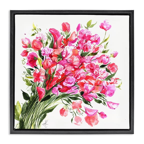 Stupell Industries Eclectic Sweet Pea Bouquet Black Floating Frame Canvas Art, 18 x 18, by Alexandria Gilbert Kincaid