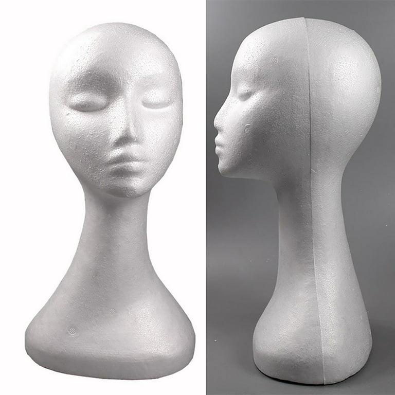 Sarkoyar Mannequin Head Abstract Smooth Surface Foam Female Manikin Head  Model Wig Hair Jewelry Display Stand for Shop 