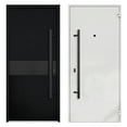 thumbnail image 4 of Front Exterior Prehung Steel Door / Deux 6072 Black Enamel / Side and Top Exterior Window Sidelite / Entry Metal Modern Painted W36+16" x H80+16" Right hand Inswing, 4 of 6