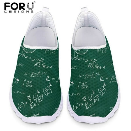 

FORUDESIGNS Formula Blackboard Pattern Woman Slip On Sneakers Air Mesh Shoes for Women Lightweight Footwear Gifts for Teacher