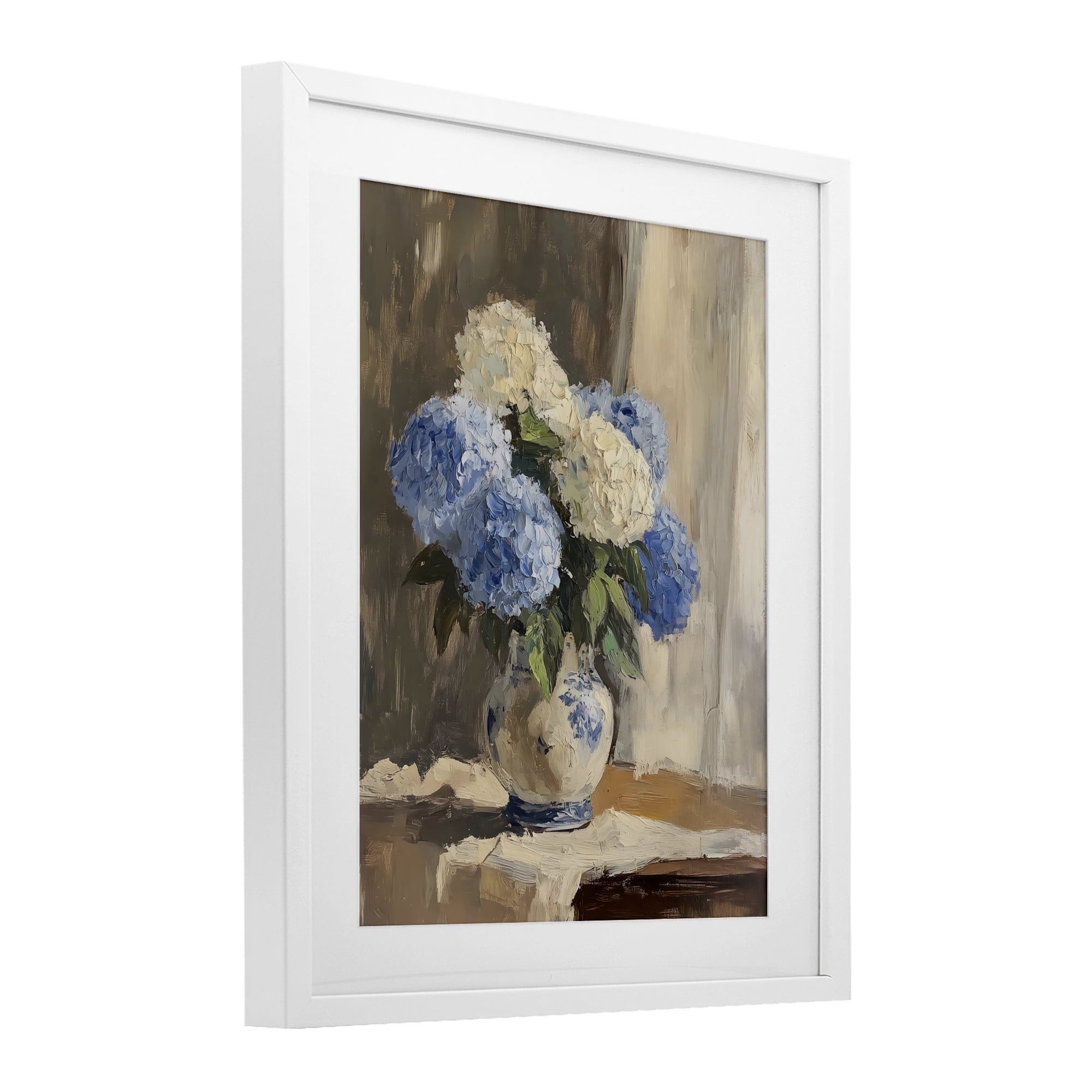 Stupell Industries Vintage Hydrangea in Ceramic Vase White Framed Print Under Glass, design by LSR Design Studio