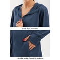 thumbnail image 3 of Guieoi Womens Shirts under $5 Womens Casual Hoodies Spandex Long Sleeve Hooded Lattice Splicing Shirts Zipper Sweatshirts Blue, 3 of 7