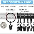 thumbnail image 7 of 40 Pack Curtain Rings with Clips, Drapery Clips with Rings, Drapes Rings 1.26 in Interior Diameter, Fits up to 1 in Curtain Rod, Black, 7 of 7