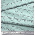 thumbnail image 2 of Soimoi Green Rayon Fabric Sketch Guitar Musical Instrument Print Fabric by the Yard 42 Inch Wide, 2 of 3