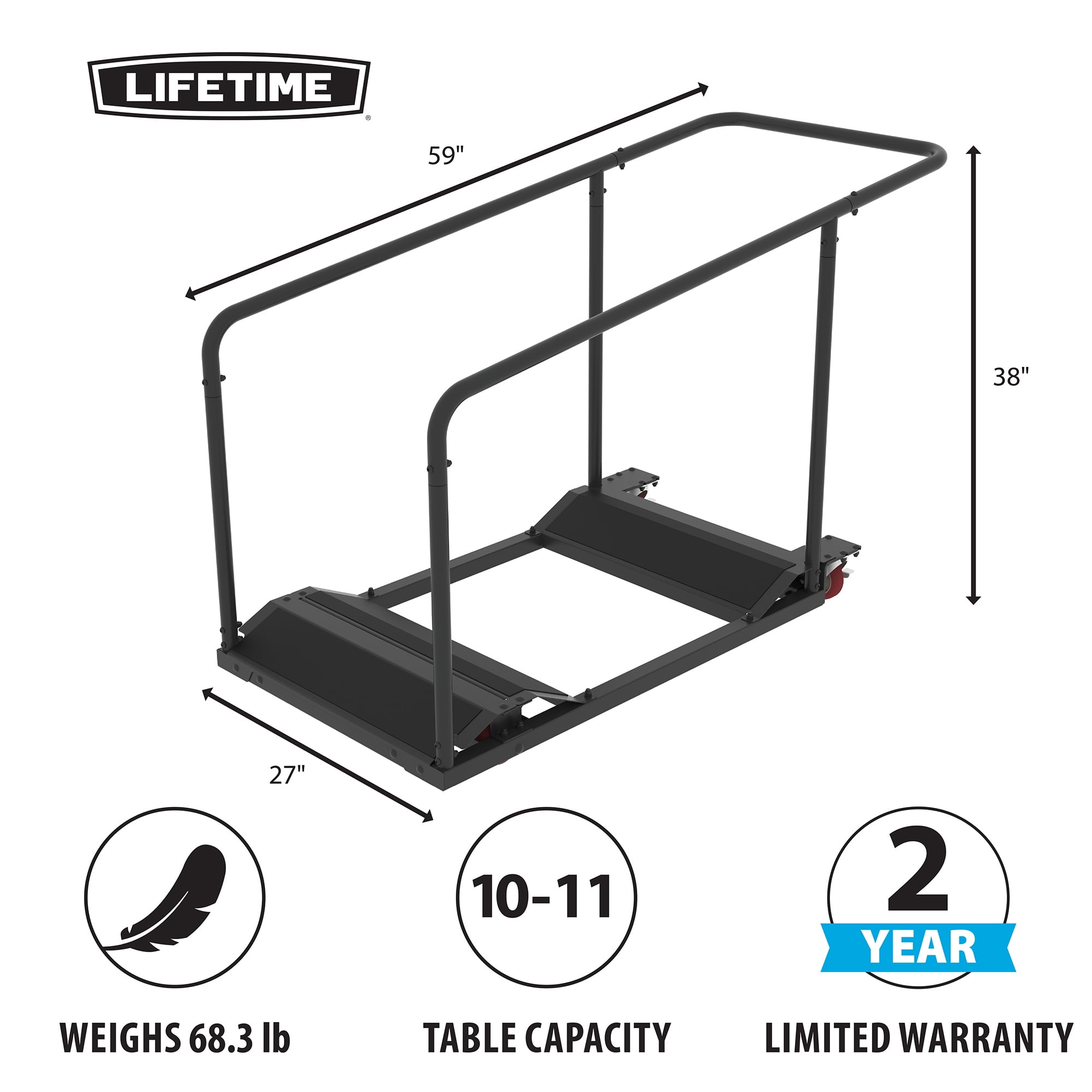 Lifetime Table Accessory, Table Cart for up to 11 Folding Tables (80339)