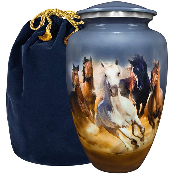 Trupoint Memorials Running Free Horses Adult Large Cremation Urn for