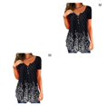thumbnail image 2 of Qarigey Camiseta de poliéster para mujer, blusa plisada transpirable de manga corta con cuello en V para interiores y exteriores, camisa de Type2 NO2, 2 of 6