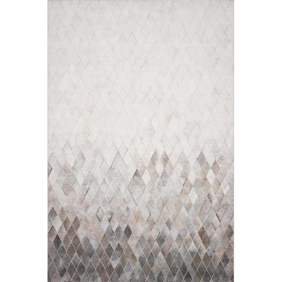 Loloi II Maddox Printed Cowhide Patchwork Sand / Taupe Area Rug