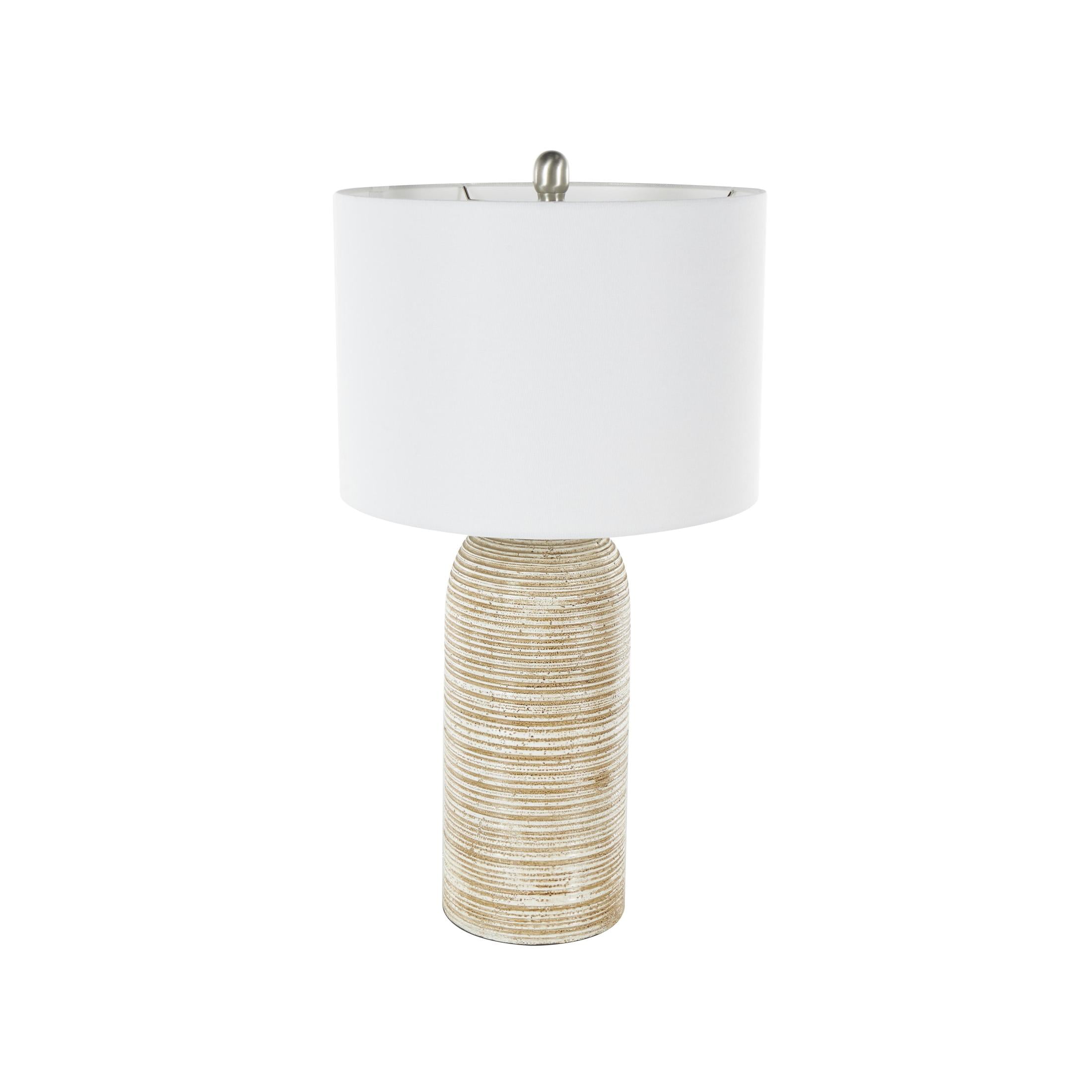 DecMode 27" Brown Table Lamp with White Linen Shade
