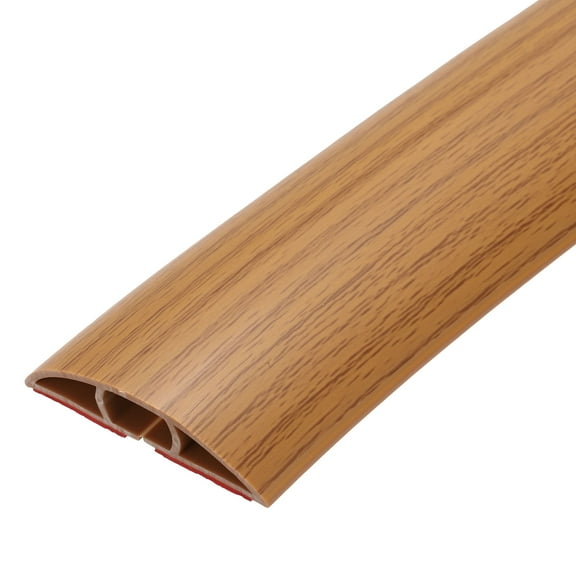 10ft Floor Cord Cover, Self Adhesive Cord Hider 0.47" W x 0.3" H for Cable Management Cable Protector, Brown Wood