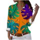 thumbnail image 1 of Camisas de Mujer Casual, Manga Larga Serie Naranja Impresa Botón de Solapa Hasta Blusa de Ajuste Regular Hecha de Poliéster para Todas las Estaciones, Botón de la Camisa de las Mujeres, 1 of 4