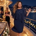 thumbnail image 2 of Agnes Orinda Women's Plus Size Formal Dresses Sleeveless with Lace Overlay Bodycon Party Pencil Dress 1X Dark Blue, 2 of 8