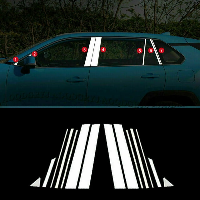 14P Chrome Door Window Pillar Posts Molding Cover Trim for Toyota RAV4 2019-2023