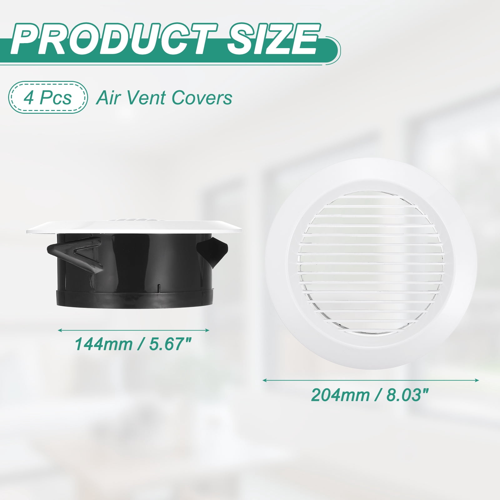 Uxcell 4pcs Soffit Vent 6" ABS Round Exhaust Louvered Soffit Vent Grille Cover Ceiling Diffuser for Home Bathroom Office Kitchen Ventilation System